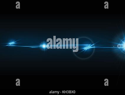 Blue glow lens flare effect abstract background. Vector design Stock Vector