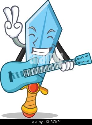 With guitar sword character cartoon style Stock Vector