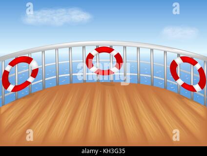 cruise ship deck and blue sea vector illustration Stock Vector