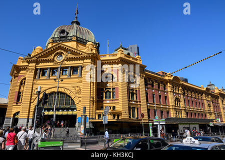 Flinders Street Railway Station on corner of Flinders and Swanston Streets in Melbourne, Victoria, Australia Stock Photo