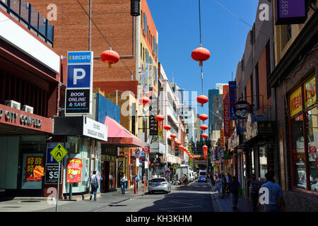 Chinatown Precinct at eastern end of Little Bourke Street in the Central Business District of Melbourne, Victoria, Australia Stock Photo