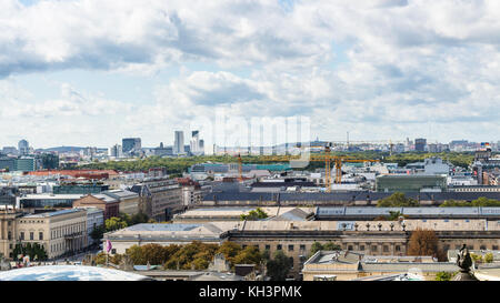 BERLIN, GERMANY - SEPTEMBER 13, 2017: above view of city with Humboldt University from Berlin Cathedral in september. Berlin is the capital and the la Stock Photo