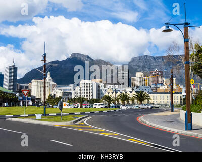 Cape Town skyline with Table Mountain in background, South Africa Stock Photo