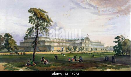 The 1851 Great Exhibition in Hyde Park. Great Exhibition of 1851 The Crystal Palace from the northeast during the Great Exhibition of 1851. Stock Photo