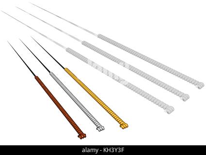 acupuncture needles set isolated on white background Stock Vector