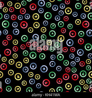 Media player colorful button seamless pattern Stock Photo