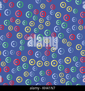 Media player colorful button seamless pattern Stock Photo