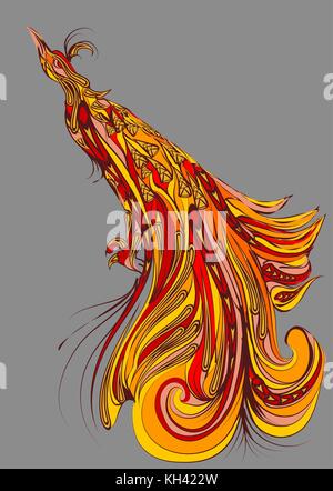 bird of paradise. abstract bird on gray background Stock Vector