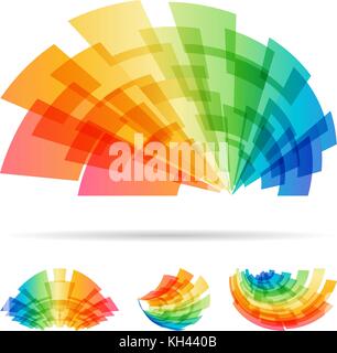 Abstract tech business signs set, multicolored abstraction isolated on white background, technology concept Stock Vector