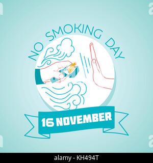 Calendar for each day on november 16. Greeting card. Holiday -  No Smoking Day. Icon in the linear style Stock Vector