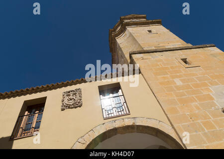 Passage of the Clock Tower (18th - 19th century. Mixture of late-baroque with the incipient neoclassicism). Huete. La Alcarria, Cuenca. Castilla - La  Stock Photo