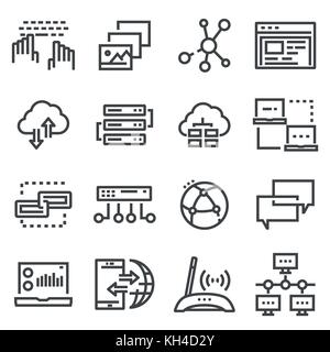 Network analysis vector line icons set. Network, Analysis, Topology ...
