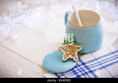 New Year's still life with an open sugar bowl,cookies Stock Photo