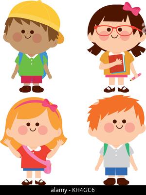 Group of children students Stock Vector