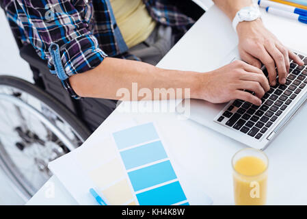 Close up of male hands that pressing buttons Stock Photo