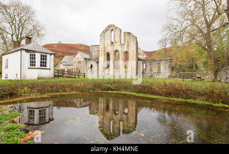 Autumn at Valle Crucis Abbey, Denbighshire, Wales, UK Stock Photo