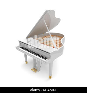 White grand piano isolated on the white background. Stock Photo