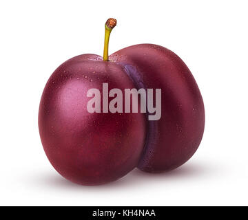 Fresh plum isolated on white background Clipping Path. Full depth of field. Stock Photo