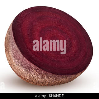 Fresh red beet root cut in half isolated on white background. Clipping Path Stock Photo