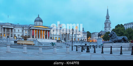 London - The panorama of Trafalgar square at dusk. Stock Photo