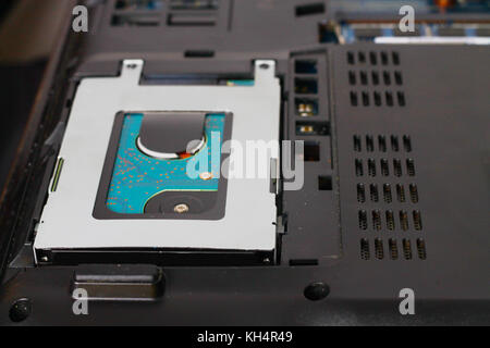 Hard disk in the laptop. Laptop repair Stock Photo