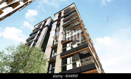 3D realistic render of building exterior Stock Photo