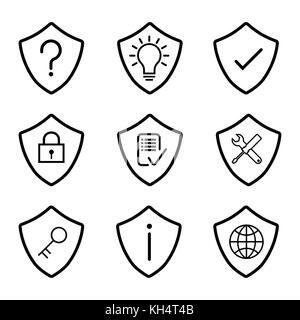 Shield Icons Set, for Protection and security concept-Vector Iconic Design. Stock Vector