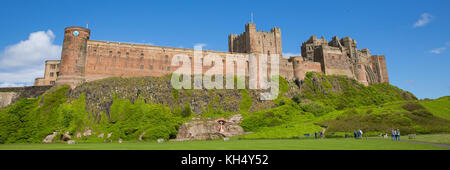 Bamburgh Castle Northumberland north east England UK panoramic view medieval fortress Stock Photo