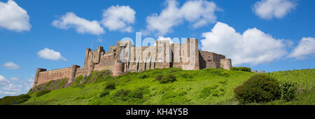 Bamburgh Castle Northumberland England UK panoramic view Stock Photo