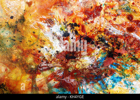 Detail of painting splashes, color tones mixed together. Stock Photo