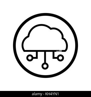 Cloud icon with circuit pattern in Circle, iconic symbol inside a circle, on white background, for Technology sign concept. Vector Iconic Design. Stock Vector