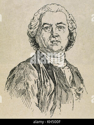 Christoph Willibald Gluck (1714-1787). German composer. Portrait. Engraving, 1917. Stock Photo