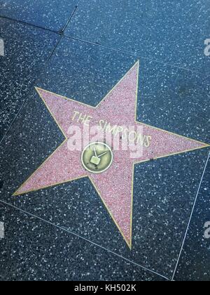 Hollywood, California - July 26 2017: The Simpsons Hollywood walk of fame star on July 26, 2017 in Hollywood, CA. Stock Photo