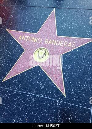 Hollywood, California - July 26 2017: Antonio Banderas Hollywood walk of fame star on July 26, 2017 in Hollywood, CA. Stock Photo