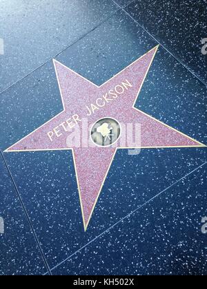 Hollywood, California - July 26 2017: Peter Jackson Hollywood walk of fame star on July 26, 2017 in Hollywood, CA. Stock Photo