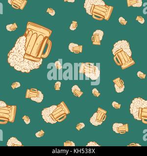 Beer mug seamless pattern. Pop art retro vector illustration Stock Vector