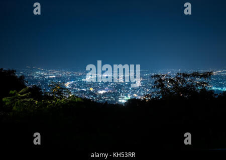 City night from the view point on top of mountain, Chiang Mai, Thailand Stock Photo