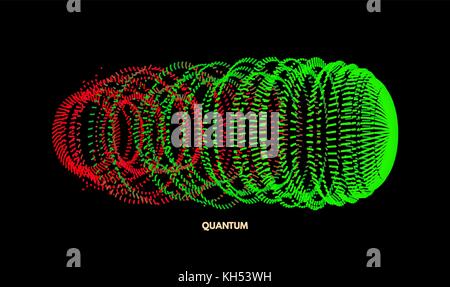 Array with dynamic particles. Vector sound wave. 3d technology style. Abstract background. Vector illustration. Stock Vector