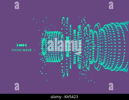Array with dynamic particles. Vector sound wave. 3d technology style. Abstract background. Vector illustration. Stock Vector