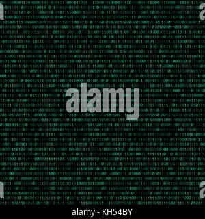 vector teal color binary code text decorative abstract black background seamless pattern Stock Vector