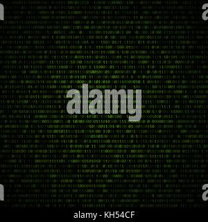 vector green color volumetric binary code decorative abstract dark ...