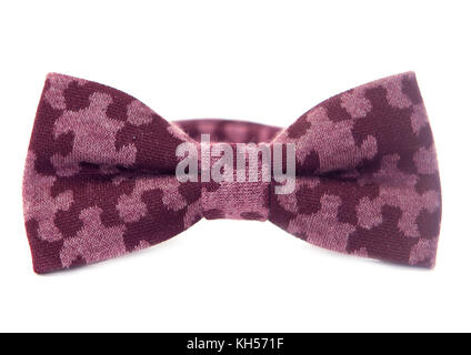 Wool pattern like a Puzzle, bow tie, hand work, with purple and dark purple color Stock Photo
