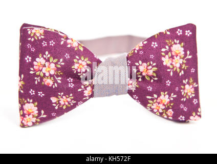 flower pattern bow tie isolate white background Stock Photo