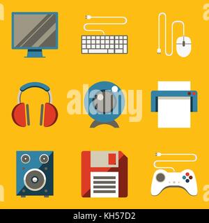 Flat icon set. Computer. Vector illustration in eps10 Stock Vector
