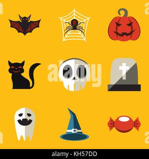 Flat icon set. Halloween. Vector illustration in eps10 Stock Vector