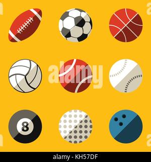 Flat icon set. Sport ball Vector illustration in eps10 Stock Vector
