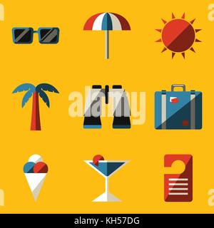 Flat icon set. Travel. Vector illustration in eps10 Stock Vector