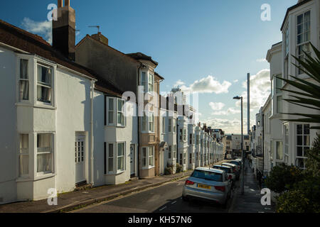 Terraced houses in Brighton, East Sussex, England. Stock Photo