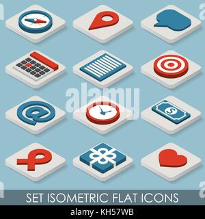 Flat Set Isometric Icons. Vector illustration in eps10 Stock Vector