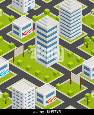 Seamless background city. Isometric. Vector illustration in eps10 Stock Vector